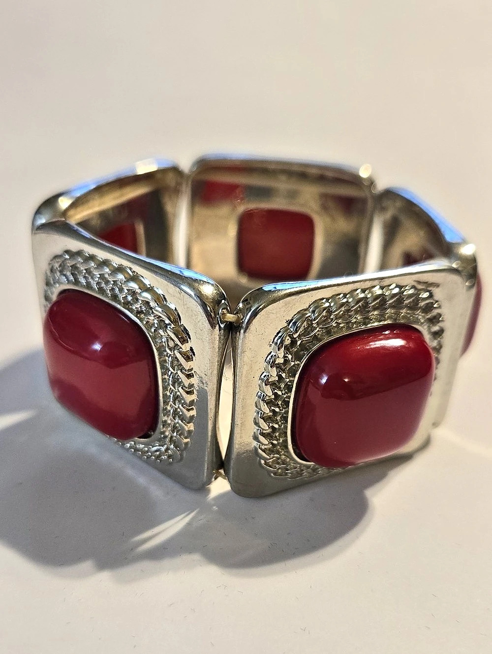 Red Stone Statement Cuff Bracelet Like New